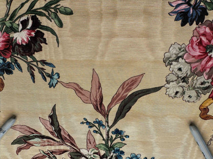 by yard Scalamandre Floral Botanical Foliage French Court Classic Red  White Blue Purple on Beige