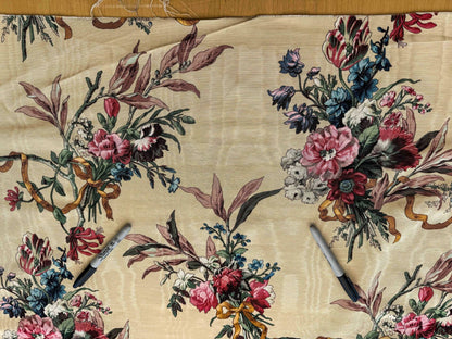 by yard Scalamandre Floral Botanical Foliage French Court Classic Red  White Blue Purple on Beige