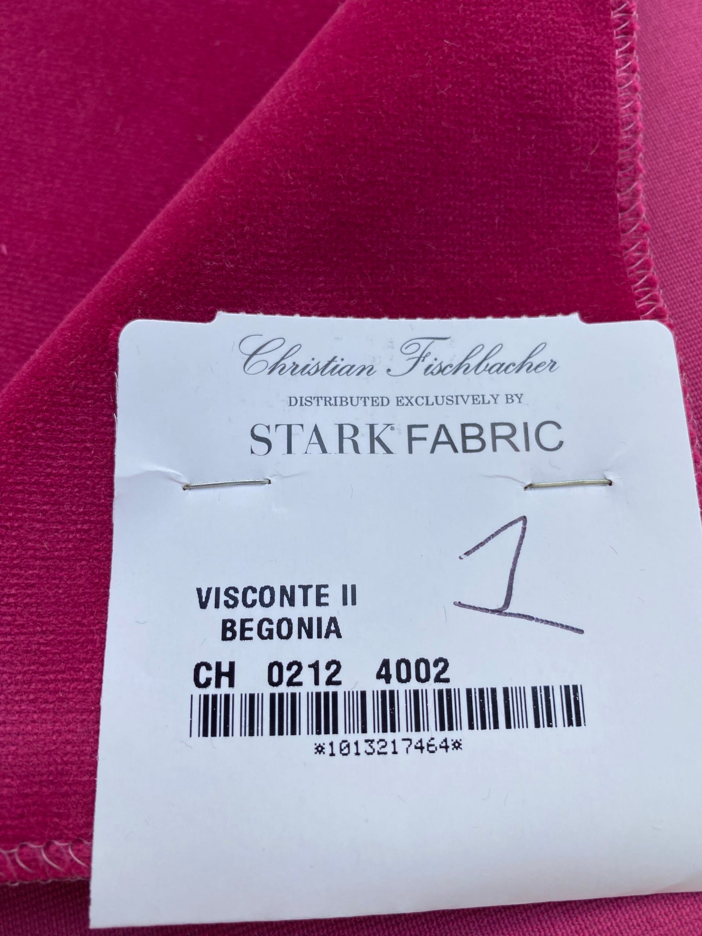 32 Berkbox83 Square Velvet by Christian Fischbacher Visconte II Begonia Pink Solid 26"L x 26"W MSRP USD 300+/y