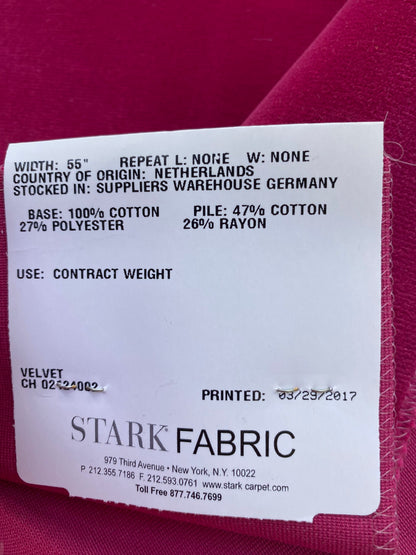 32 Berkbox83 Square Velvet by Christian Fischbacher Visconte II Begonia Pink Solid 26"L x 26"W MSRP USD 300+/y