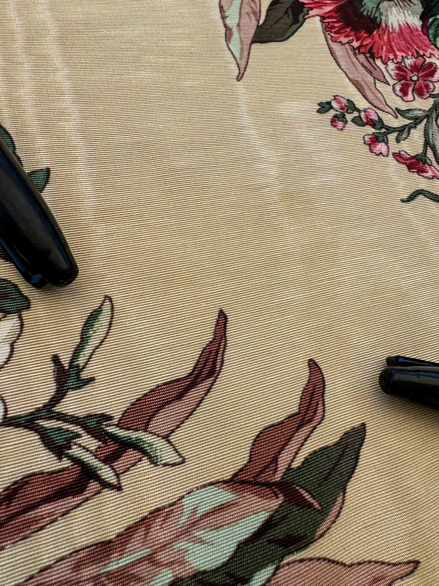 by yard Scalamandre Floral Botanical Foliage French Court Classic Red  White Blue Purple on Beige