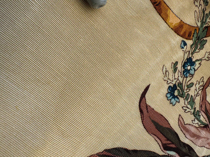 by yard Scalamandre Floral Botanical Foliage French Court Classic Red  White Blue Purple on Beige