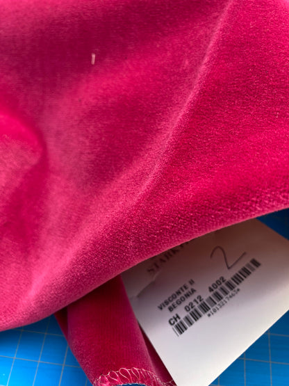32 Berkbox83 Square Velvet by Christian Fischbacher Visconte II Begonia Pink Solid 26"L x 13"W MSRP USD 300+/y