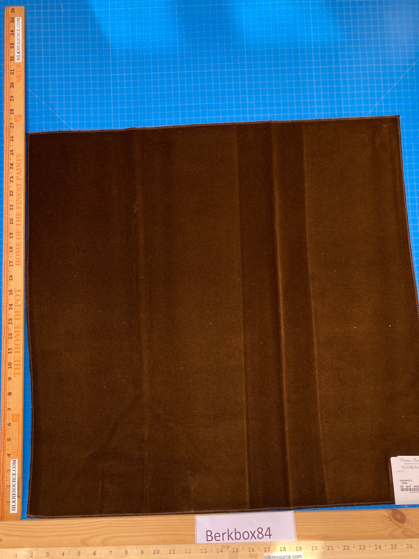 7 Berkbox84 Square Velvet by Christian Fischbacher Visconte II Mink Brown Solid 26"L x 26"W MSRP USD 300+/y