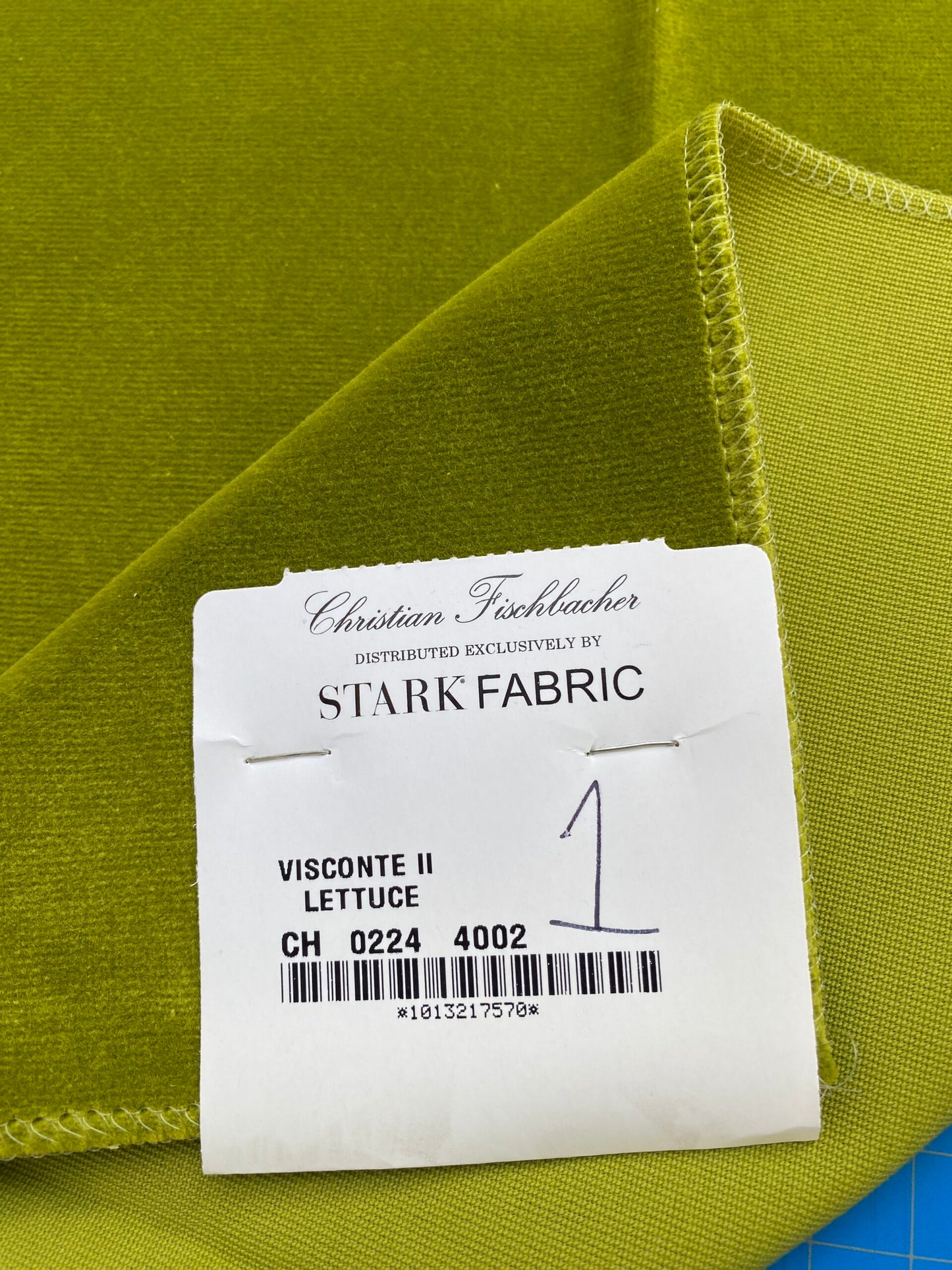 9 Berkbox84 Square Velvet by Christian Fischbacher Visconte II Lettuce Light Green Solid 26"L x 13"W MSRP USD 300+/y