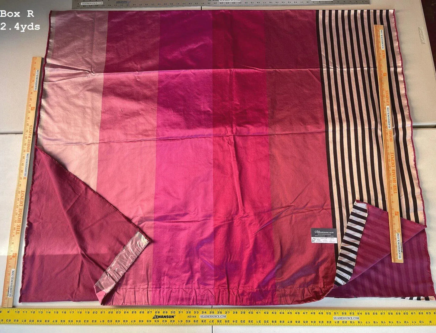 1 Boxr Scalamandre Square 2.4yards Lelievre Candy Pink Red Silk Satin MSRP USD 348/yd