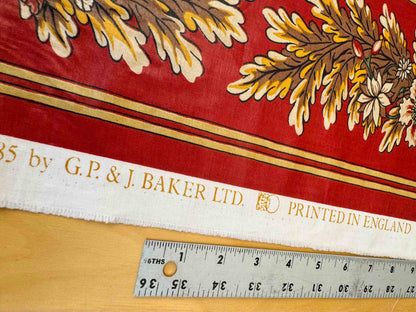 by yard Scalamandre Meriden Bordered Trellis Multi on Red Botanical Floral Diamond