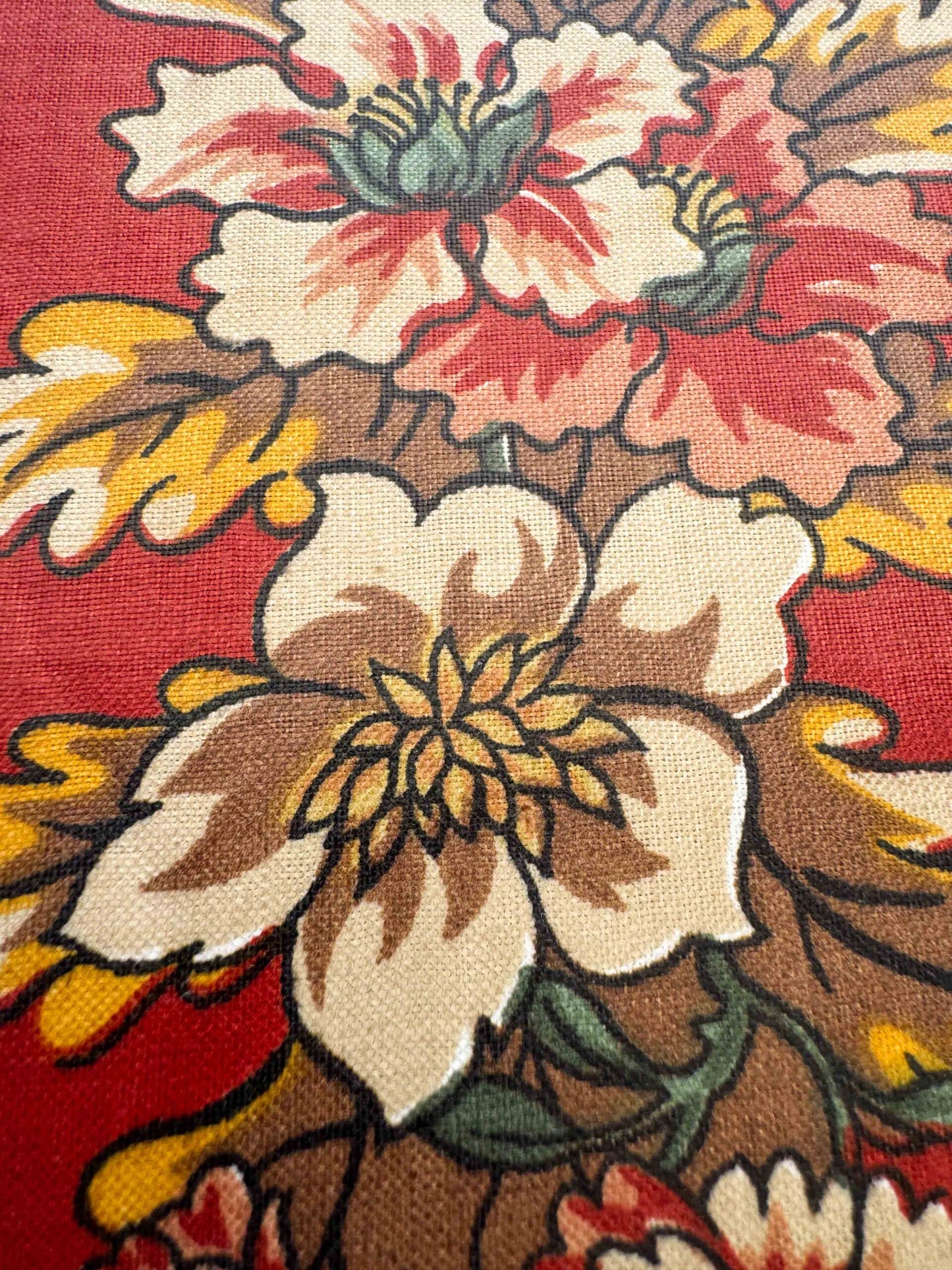 by yard Scalamandre Meriden Bordered Trellis Multi on Red Botanical Floral Diamond