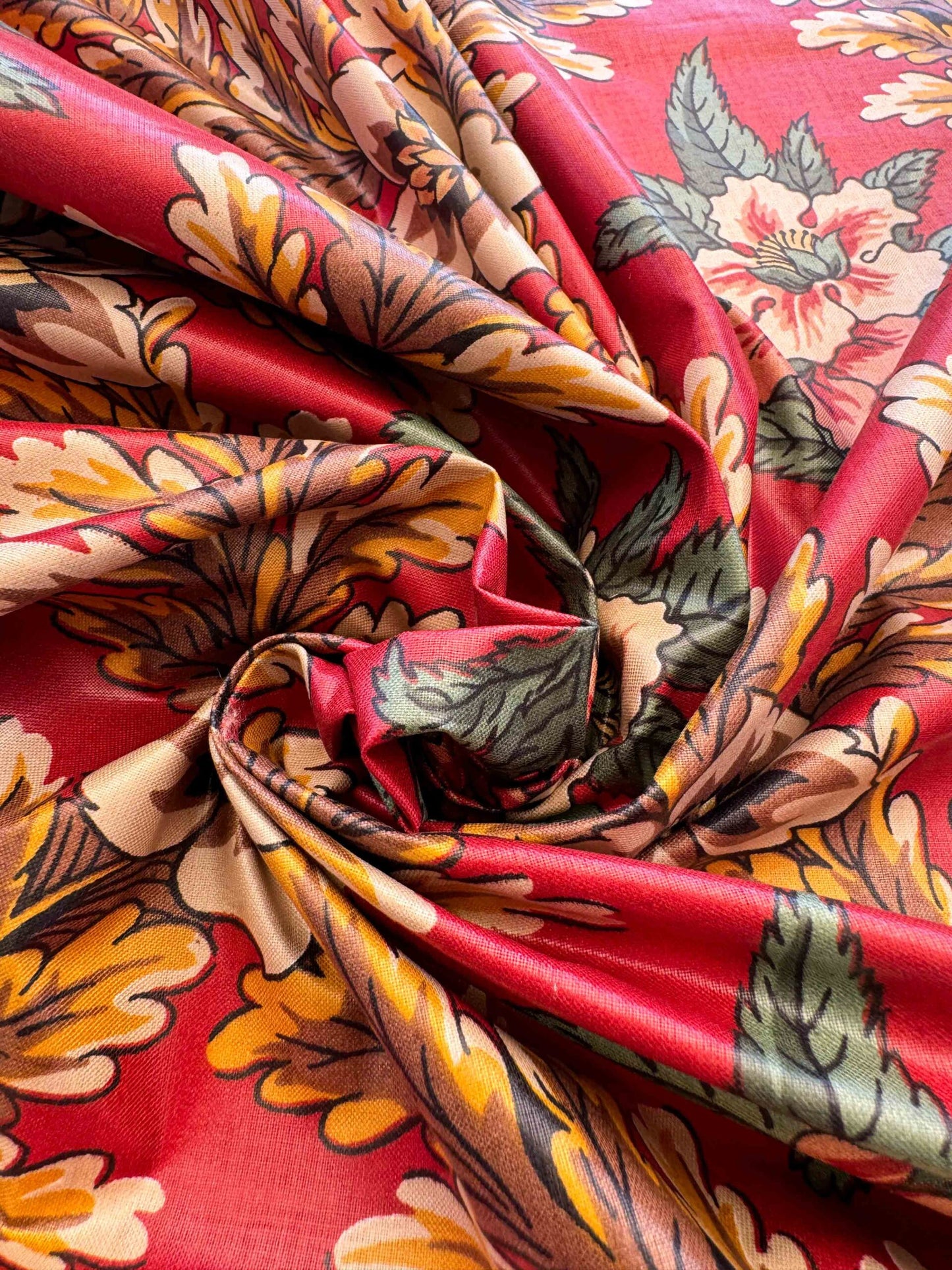 by yard Scalamandre Meriden Bordered Trellis Multi on Red Botanical Floral Diamond