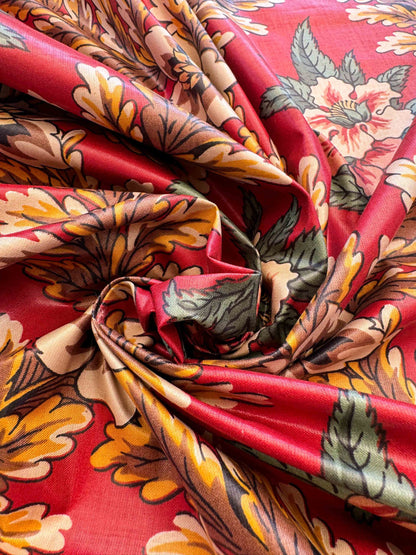 by yard Scalamandre Meriden Bordered Trellis Multi on Red Botanical Floral Diamond