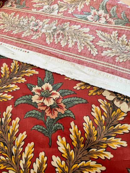 by yard Scalamandre Meriden Bordered Trellis Multi on Red Botanical Floral Diamond