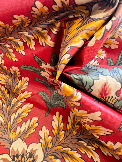 by yard Scalamandre Meriden Bordered Trellis Multi on Red Botanical Floral Diamond