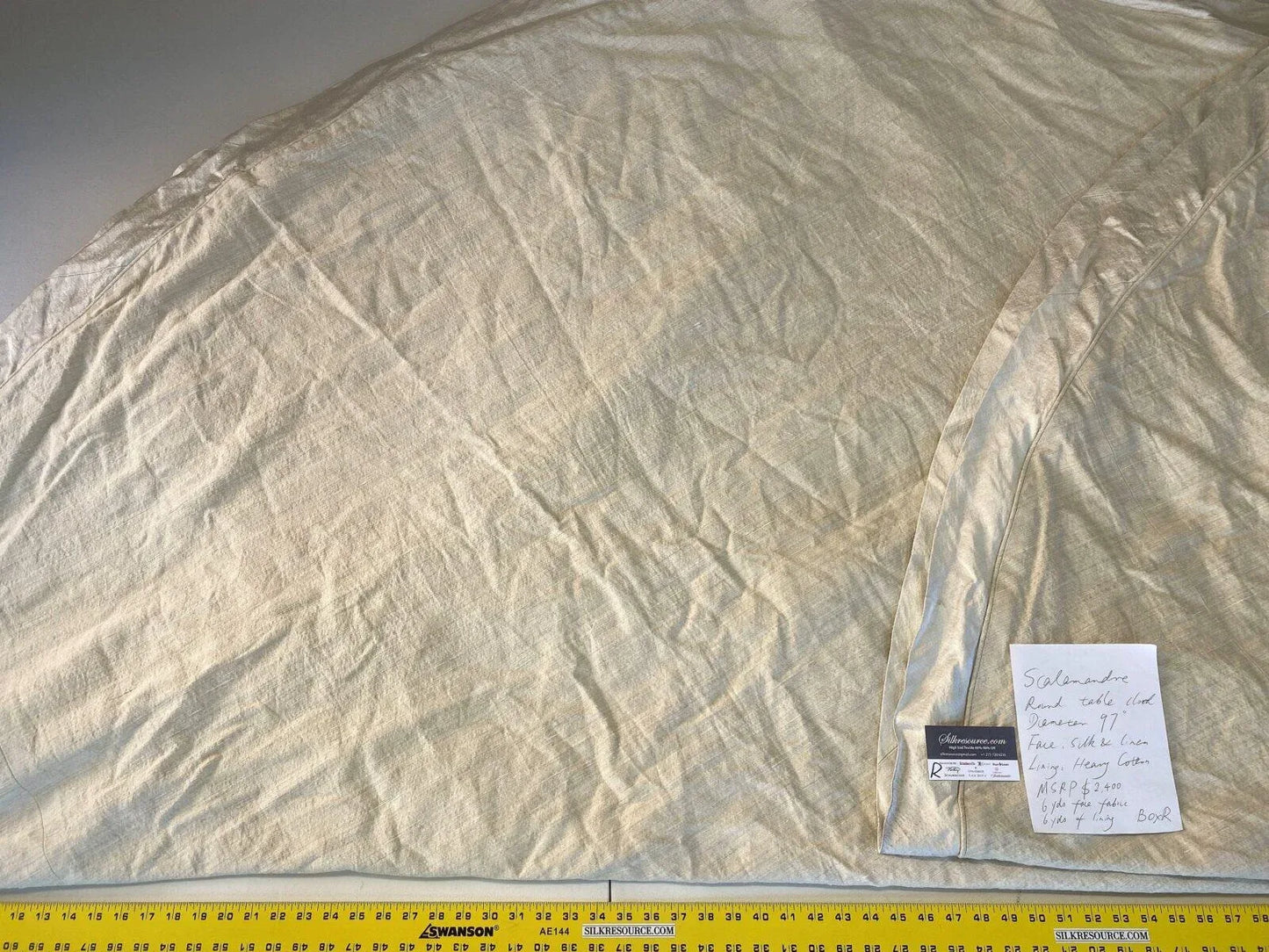 2 Boxr Scalamandre Silk Satin Ivory Round Table Cloth Table Skirt Huge 97" Diameter MSRP USD 2400+