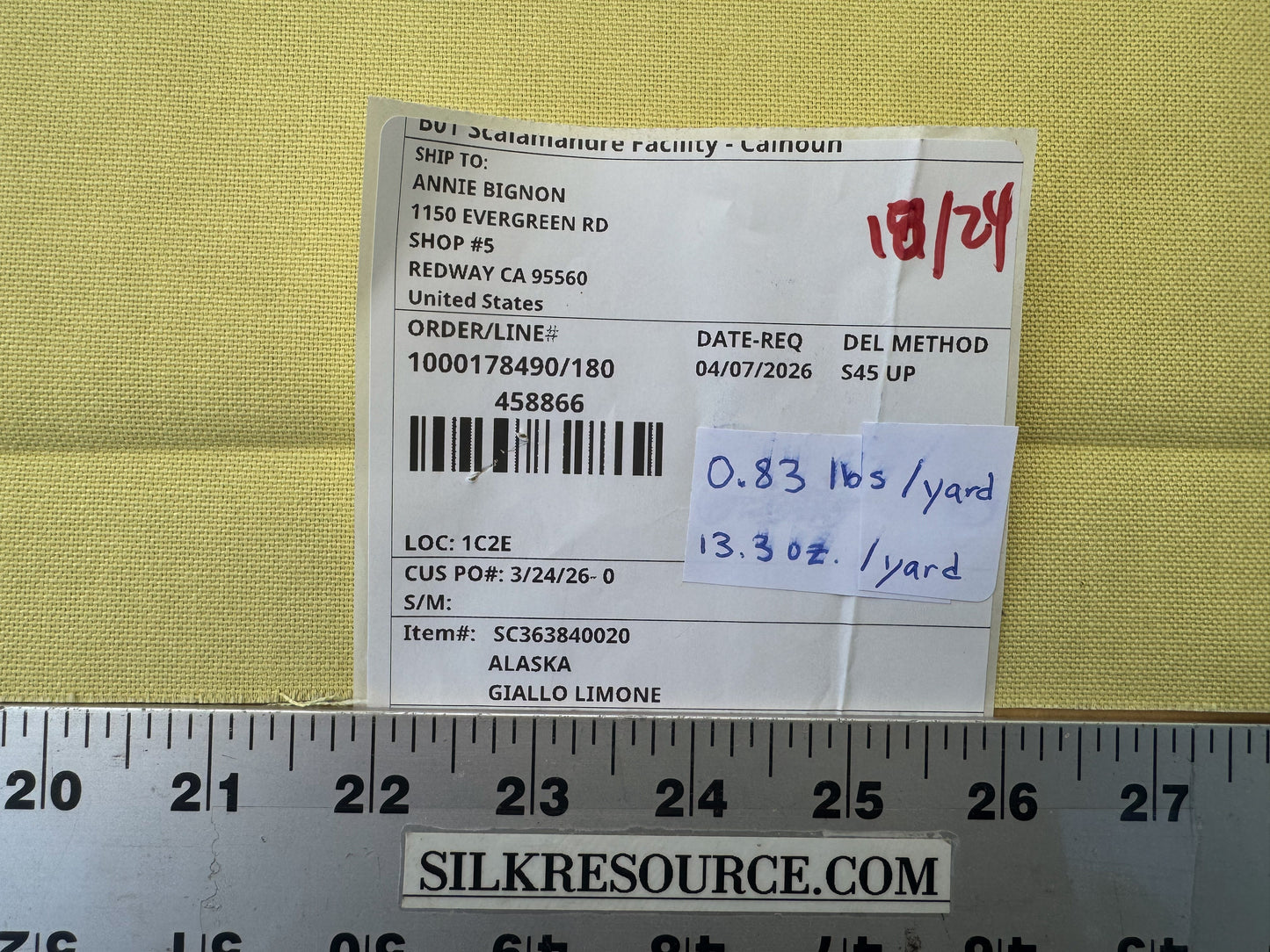 Scalamandre Alaska Giallo Limone Lemon Yellow 100% Cotton Solid - By the yard
