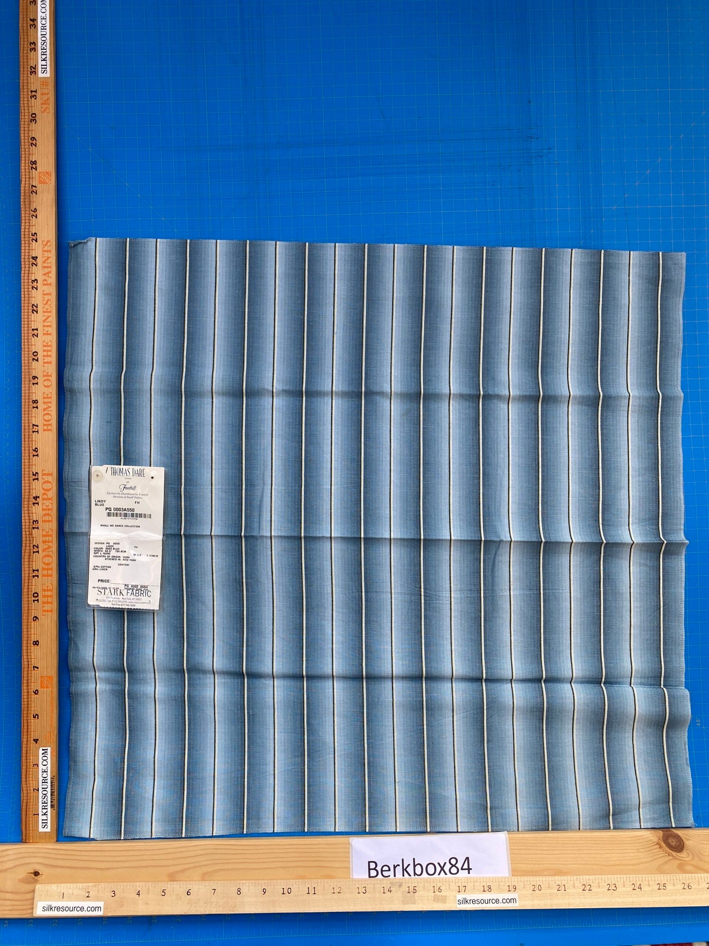 18 Berkbox84 Square Velvet Thomas Dare Fonthill Lindy Blue White Stripe MSRP USD 124/y