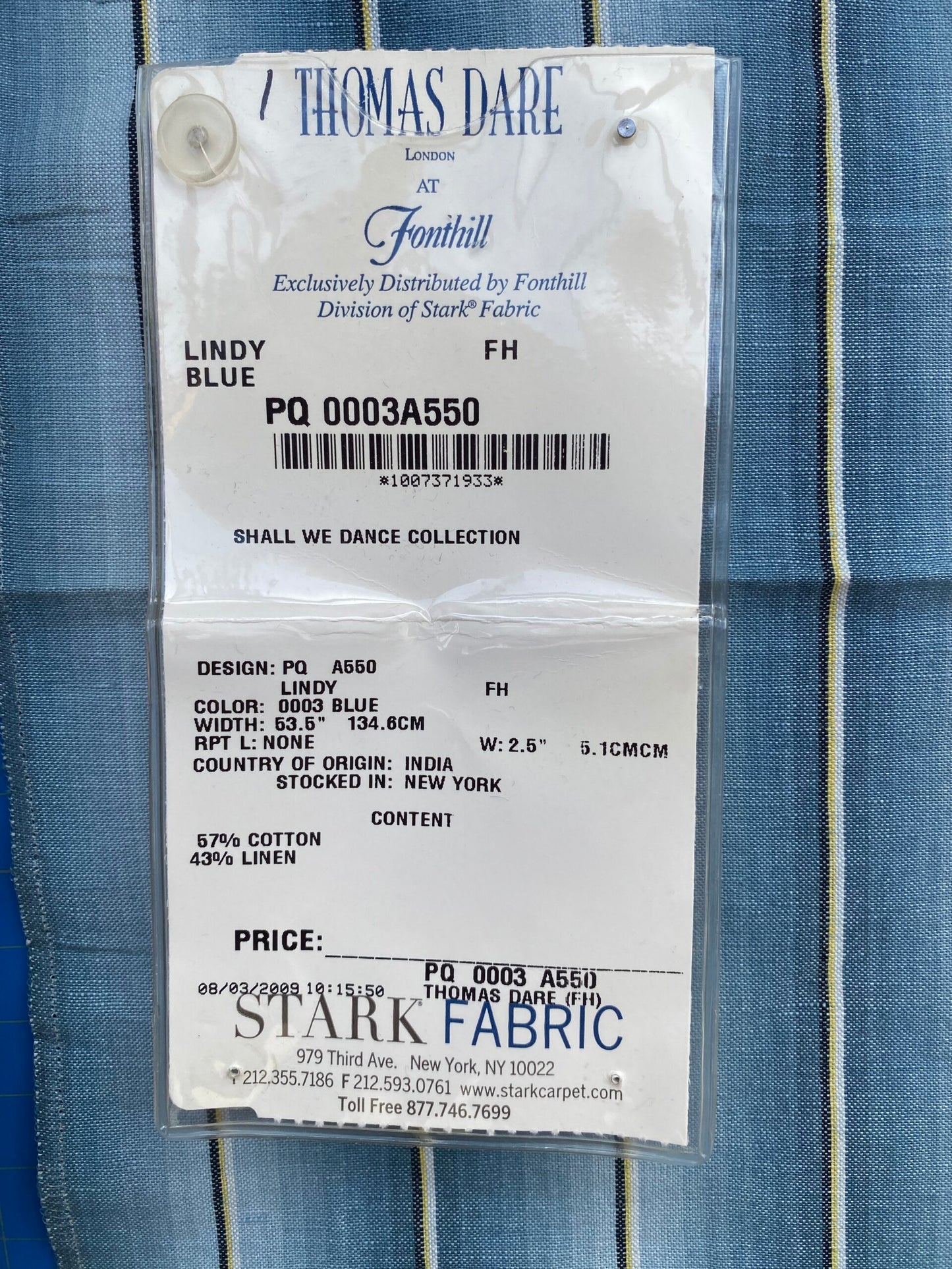 18 Berkbox84 Square Velvet Thomas Dare Fonthill Lindy Blue White Stripe MSRP USD 124/y