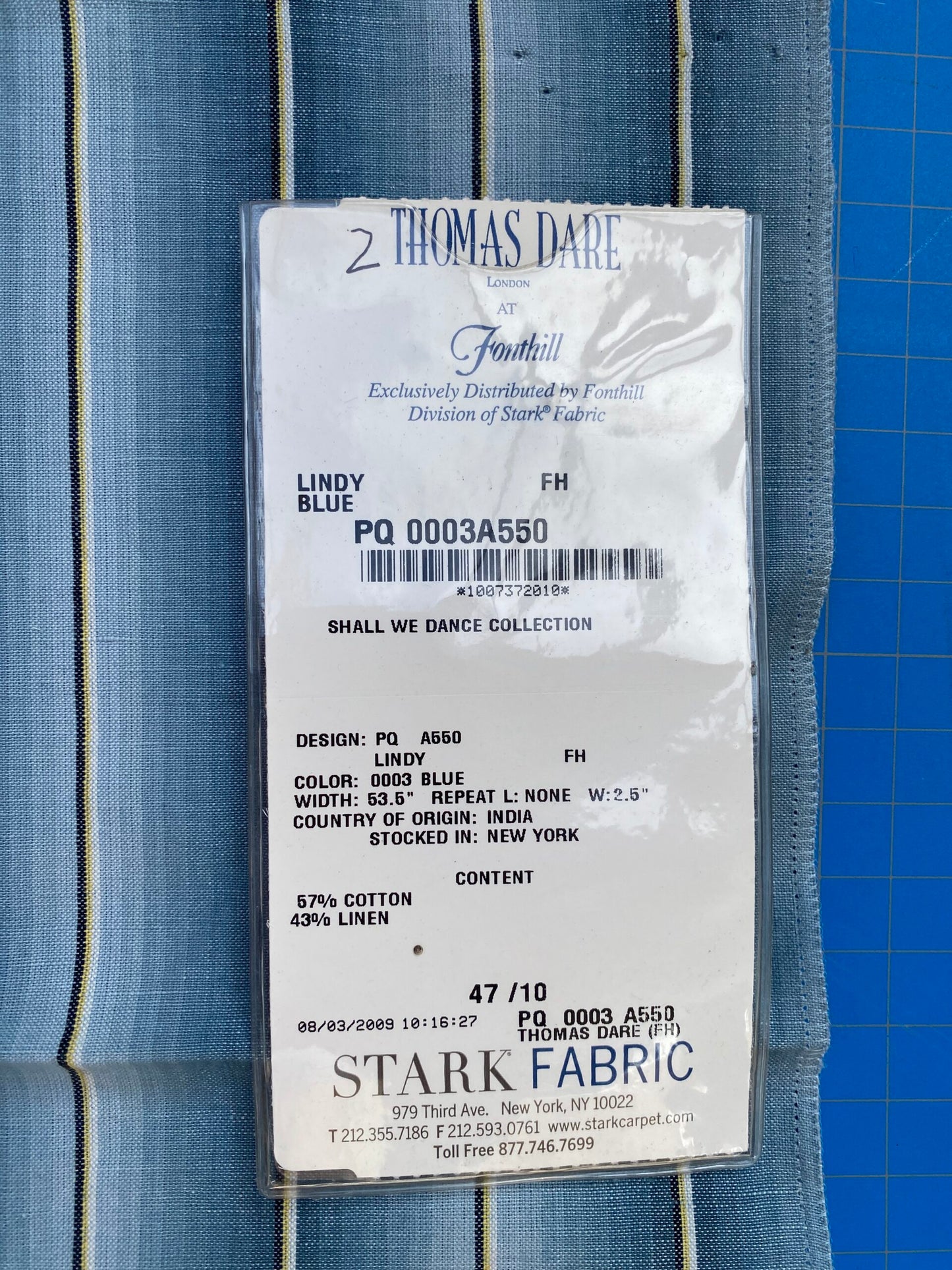 18 Berkbox84 Square Velvet Thomas Dare Fonthill Lindy Blue White Stripe MSRP USD 124/y