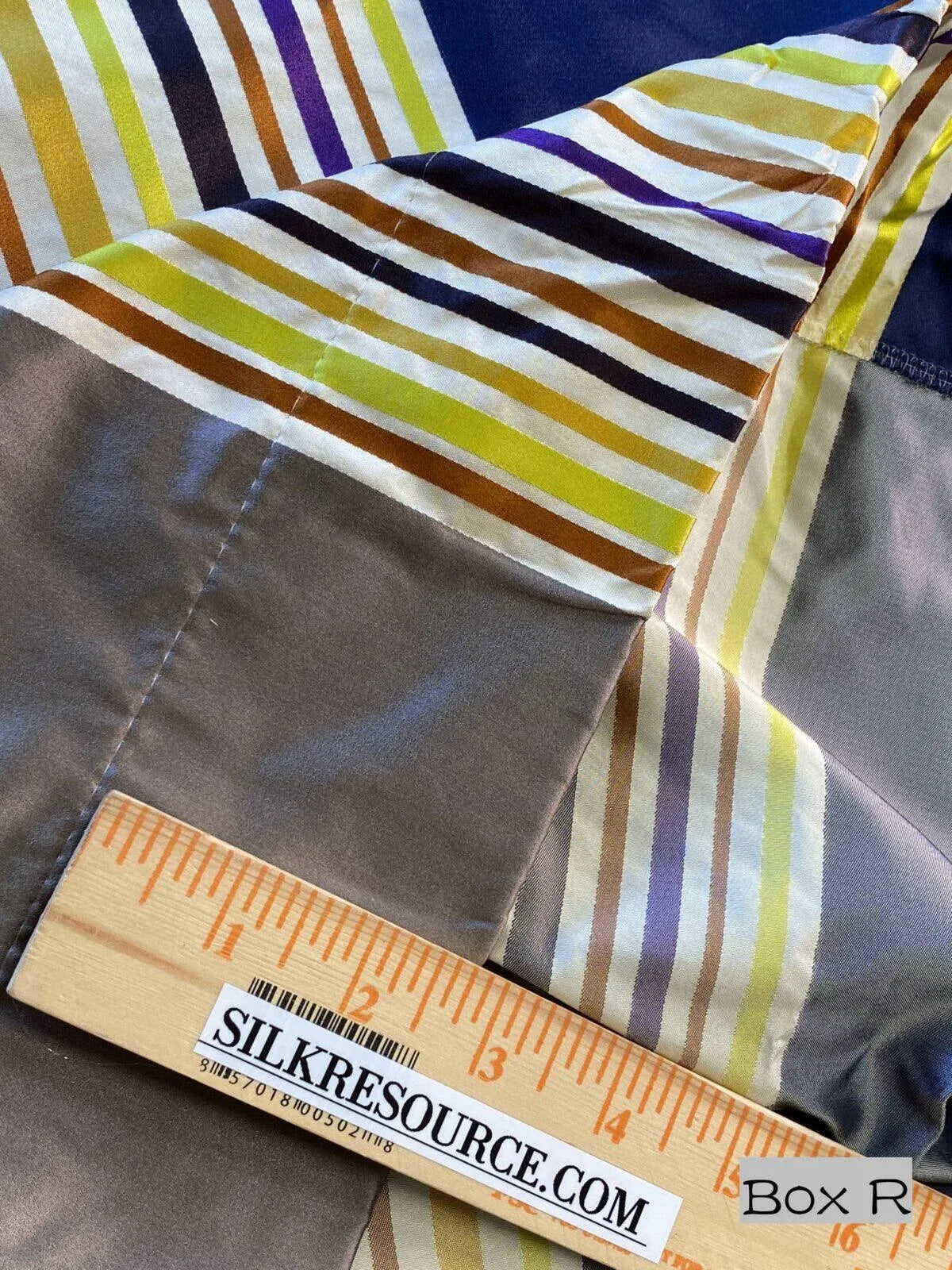 3 Boxr Scalamandre 2.4yds Forte In Creme Silk Satin Navy Blue Gold Mocha Brown Christian Fischbacher Showroom Sample MSRP USD 644/Y