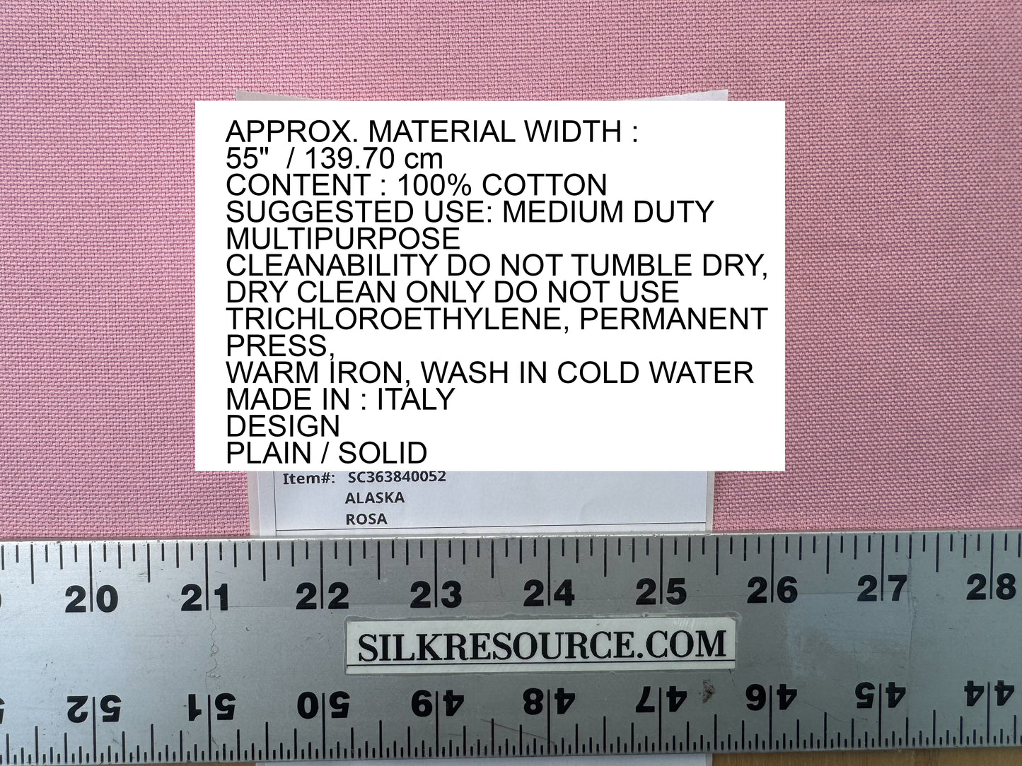Scalamandre Alaska Rosa Pink 100% Cotton Solid - By the yard