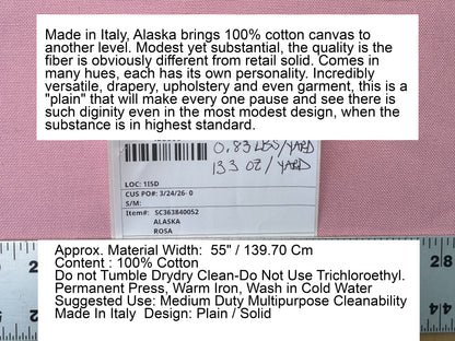 Scalamandre Alaska Rosa Pink 100% Cotton Solid - By the yard