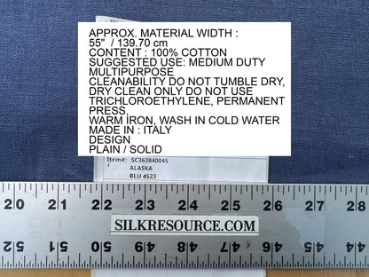Scalamandre Alaska Blu 100% Cotton Solid Blue - By the yard
