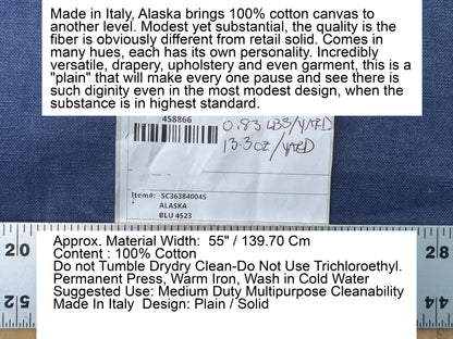 Scalamandre Alaska Blu 100% Cotton Solid Blue - By the yard