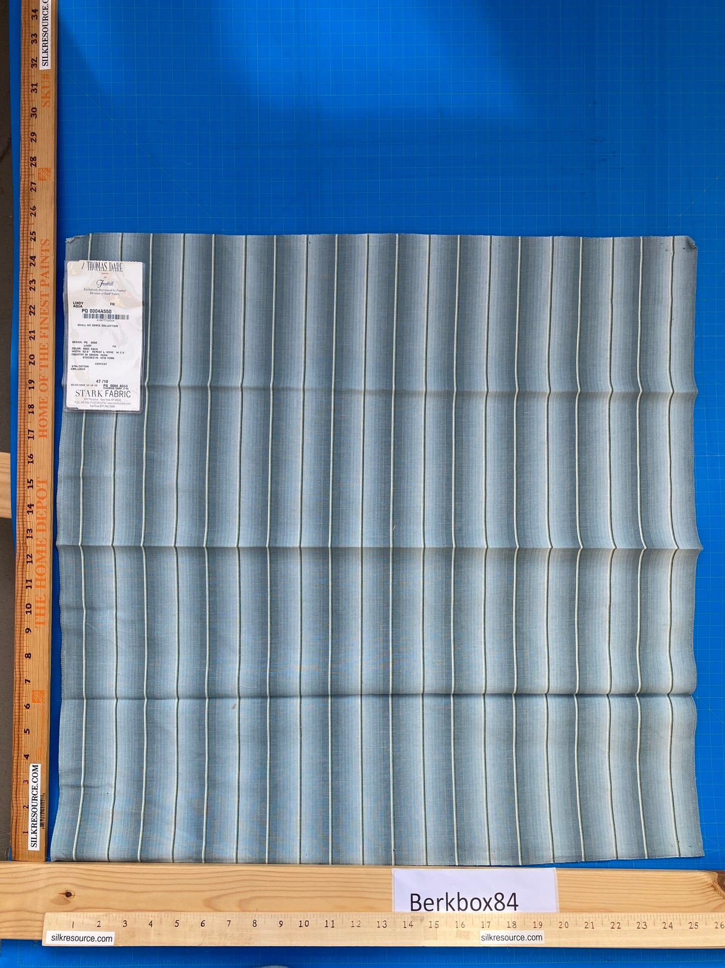 22 Berkbox84 Square Velvet Thomas Dare Fonthill Lindy Blue White Stripe MSRP USD 124/y