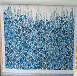Scalamandre Meadow Walk Panel Blue White 100% Linen Botanical - By Vertical Repeat 126 inches