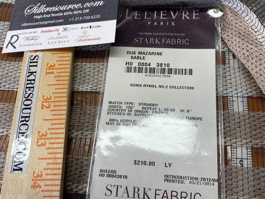 4 Boxr Scalamandre 1yd+ Rue Mazarine Sheer In Sable Grey Gold MSRP USD 420/Y