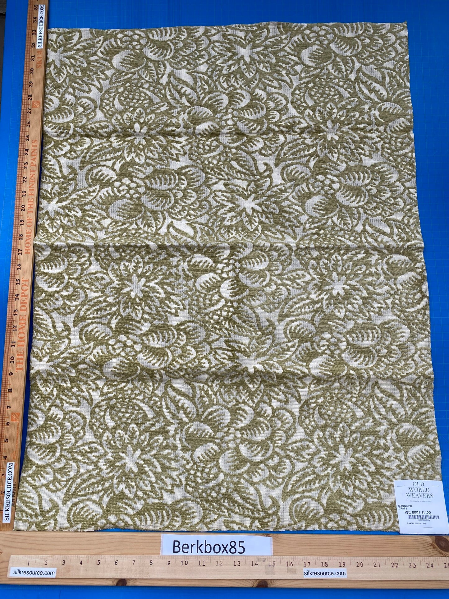1 Berkbox85 Square Velvet by Old World Weavers Mangrove Grass Beige Green MSRP USD 300+/y
