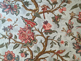 Scalamandre Grey Watkins Le Beaucet Linen Hand Print Bird Flower Chinoiserie Palampore Blue Pink Red