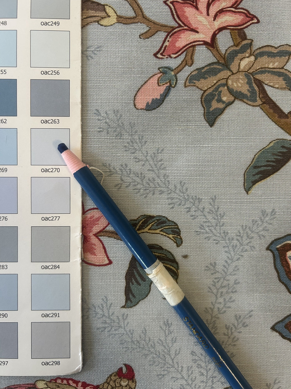 Scalamandre Grey Watkins Le Beaucet Linen Hand Print Bird Flower Chinoiserie Palampore Blue Pink Red