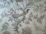 Scalamandre Oiseau des Exotique 100% Silk Print Flower and Birds Chnoiserie Tree of Life Beige Cream Green
