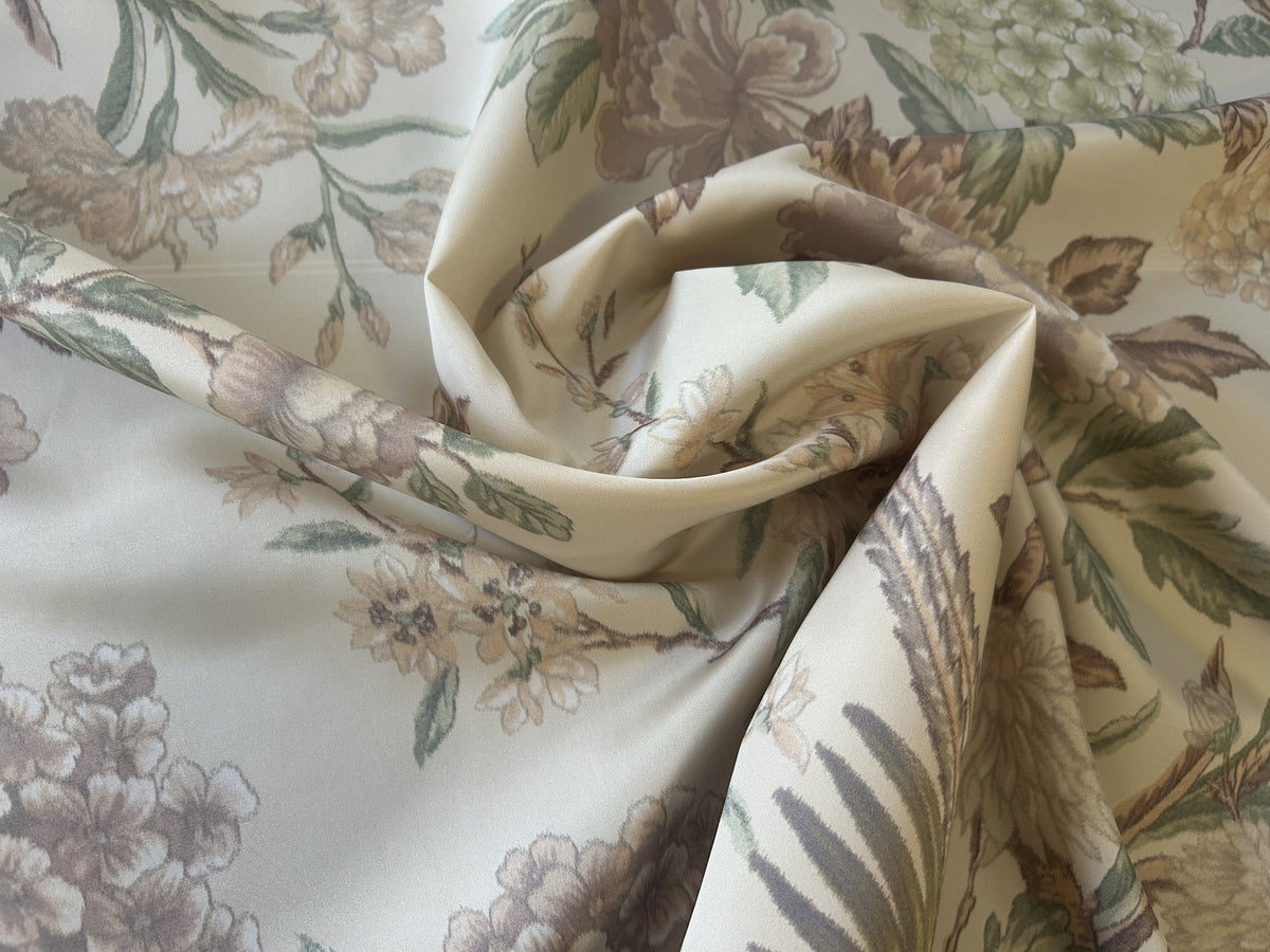 Scalamandre Oiseau des Exotique 100% Silk Print Flower and Birds Chnoiserie Tree of Life Beige Cream Green