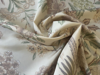 Scalamandre Oiseau des Exotique 100% Silk Print Flower and Birds Chnoiserie Tree of Life Beige Cream Green