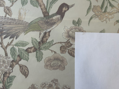 Scalamandre Oiseau des Exotique 100% Silk Print Flower and Birds Chnoiserie Tree of Life Beige Cream Green