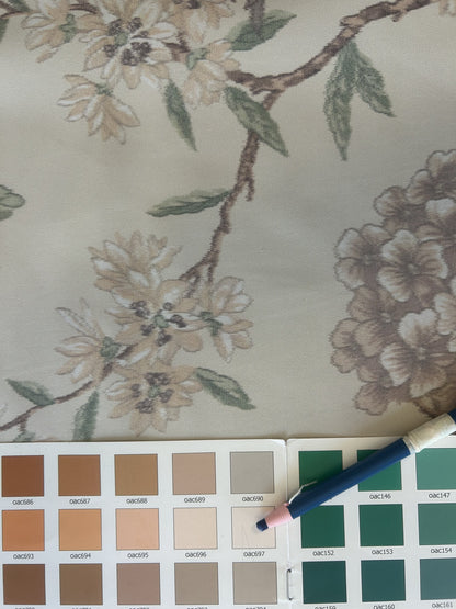 Scalamandre Oiseau des Exotique 100% Silk Print Flower and Birds Chnoiserie Tree of Life Beige Cream Green