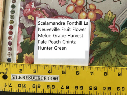 Scalamandre Fonthill La Neuveville Fruit Flower Melon Grape Harvest Pale Peach Chintz Hunter Green