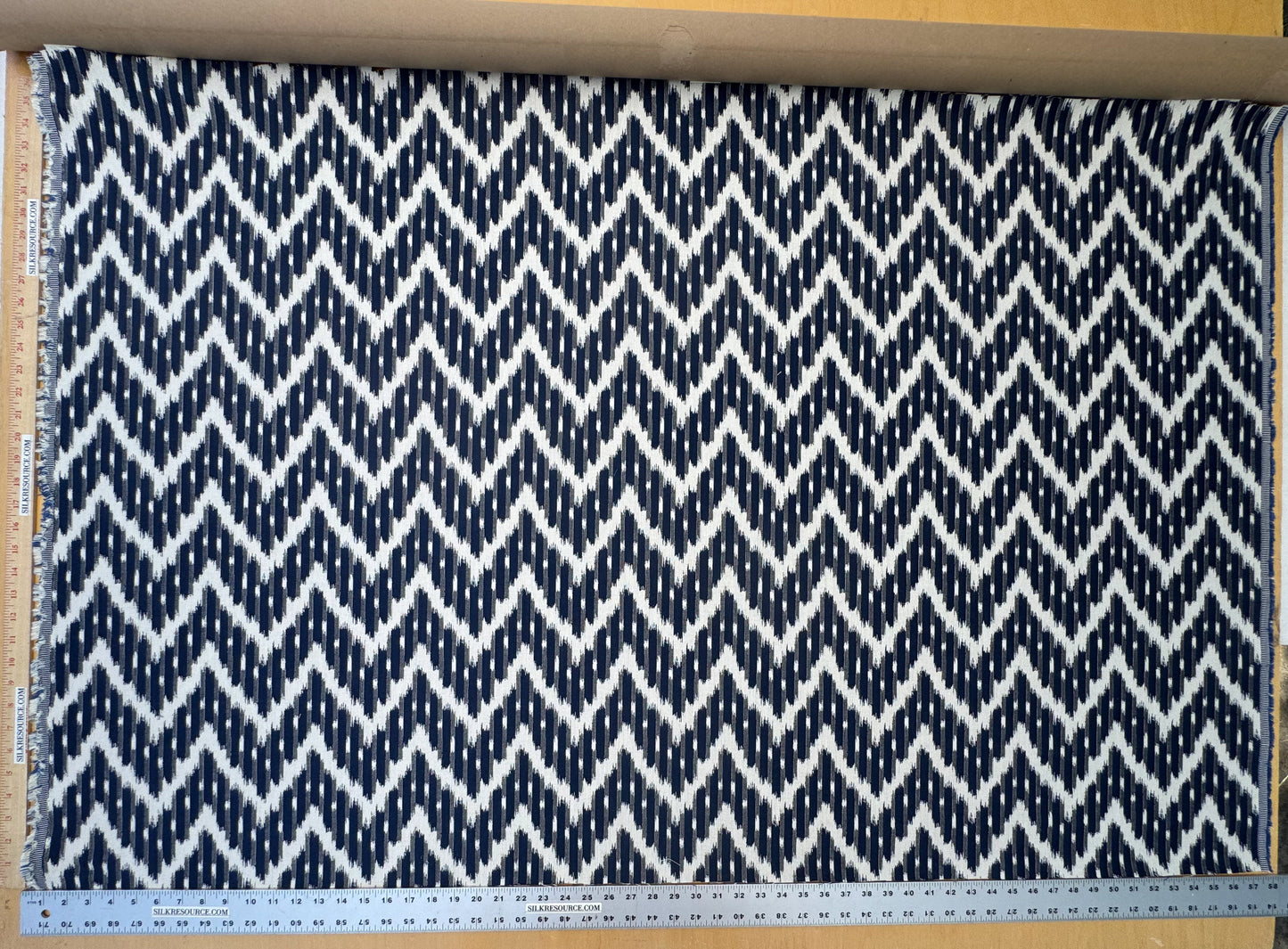 Scalamandre White Water Navy Blue White Outdoor Chevron Ikat - By the yard