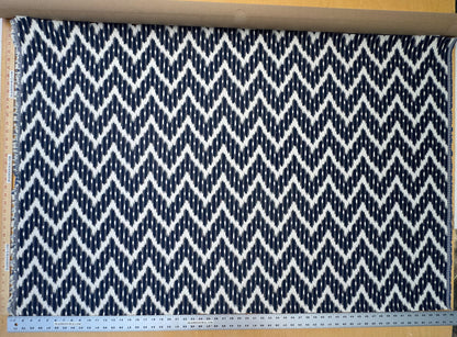 Scalamandre White Water Navy Blue White Outdoor Chevron Ikat - By the yard
