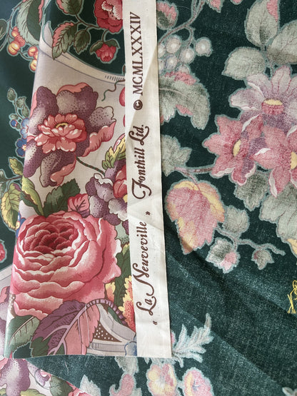 Scalamandre Fonthill La Neuveville Fruit Flower Melon Grape Harvest Pale Peach Chintz Hunter Green
