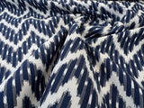 Scalamandre White Water Navy Blue White Outdoor Chevron Ikat - By the yard