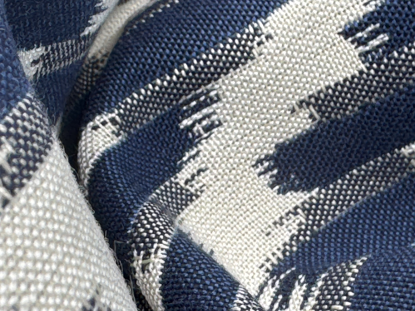 Scalamandre White Water Navy Blue White Outdoor Chevron Ikat - By the yard