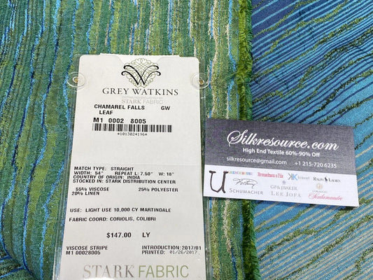 1 Boxu 1.2YD Scalamandre Chamarel Falls Leaf Green Blue Ocean Mermaid! MSRP USD 294/yd