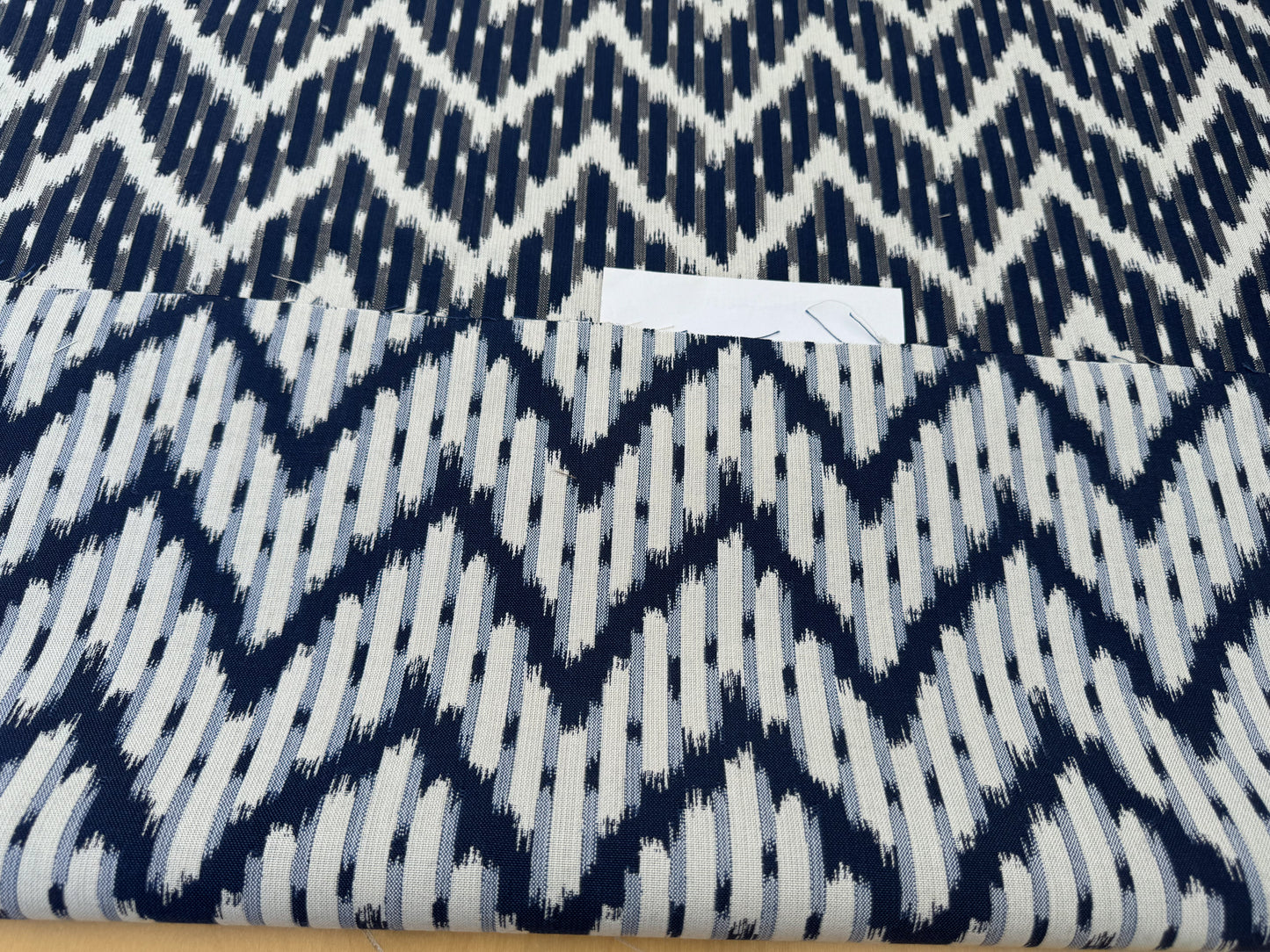 Scalamandre White Water Navy Blue White Outdoor Chevron Ikat - By the yard