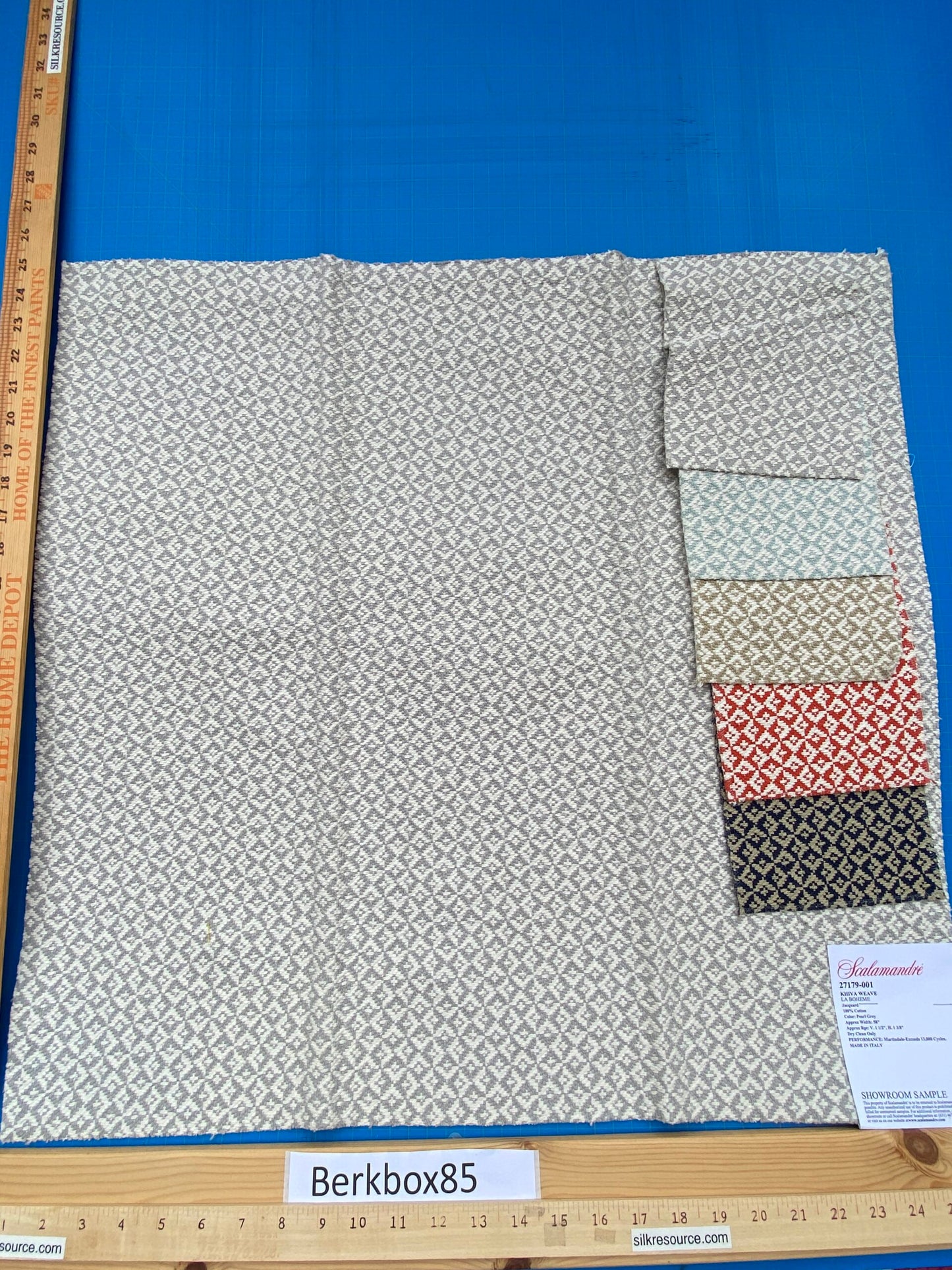 10 Berkbox85 Square Jacquard by Scalamandre Khiva Weave Pearl Grey Cotton Small Scale Gray Beige MSRP USD 180/y