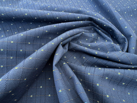 Scalamandre Casino Midnight Sand Blue White 100% Cotton Circle Small Scale - By the yard