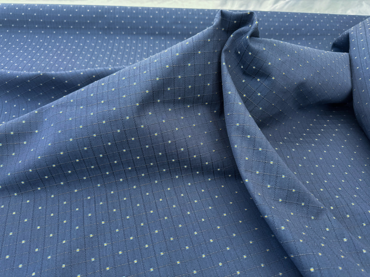 Scalamandre Casino Midnight Sand Blue White 100% Cotton Circle Small Scale - By the yard