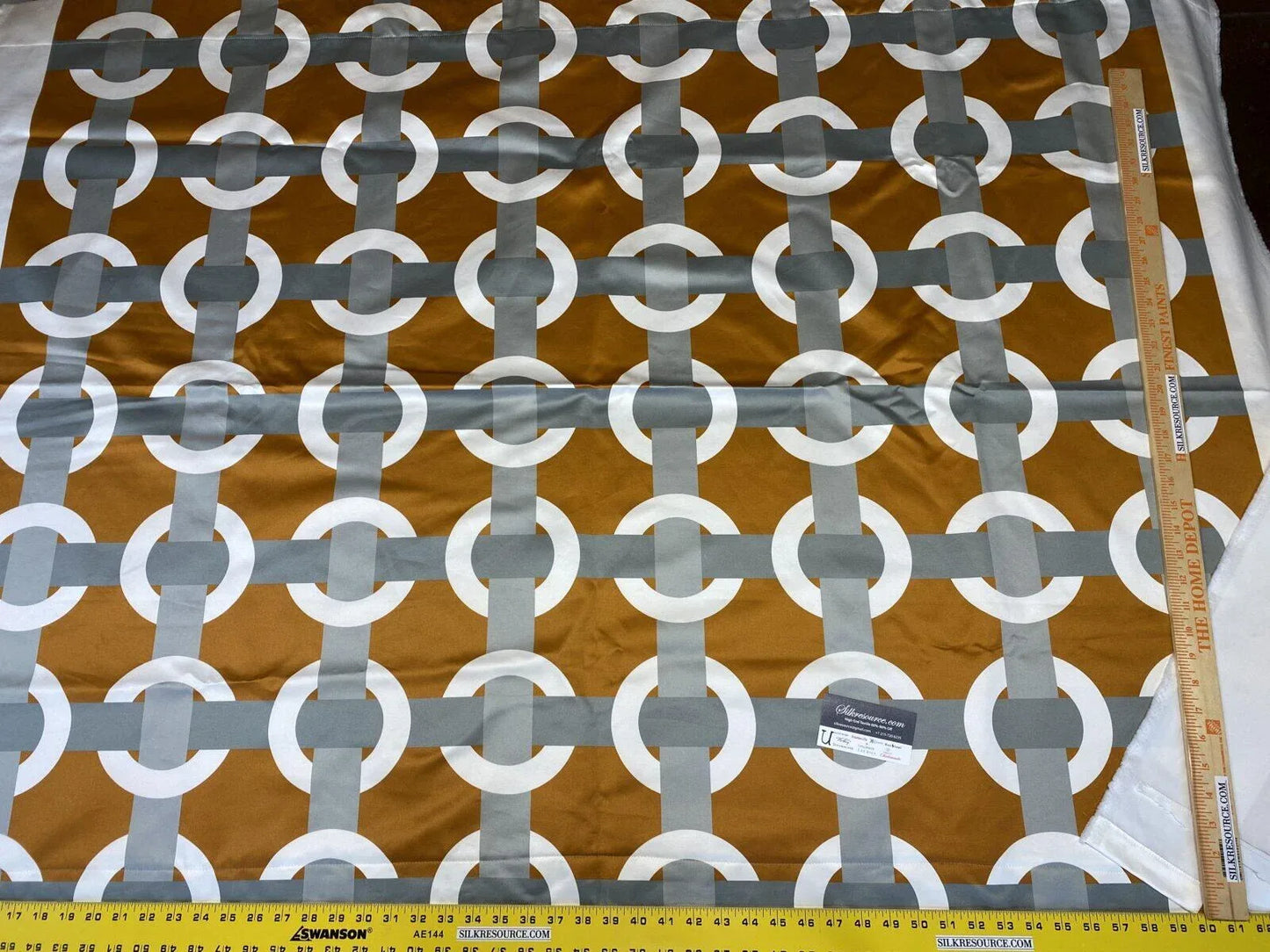 6 Boxu Scalamandre Square Showroom Sample 1.2y Cotton Satin Print Ring