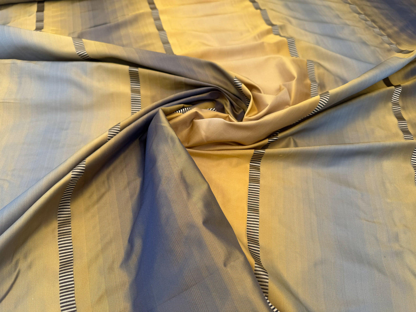 Scalamandre Noorien Stripe Blue Indigo Gold 100% Silk Wide Ombre Stripe - By the yard